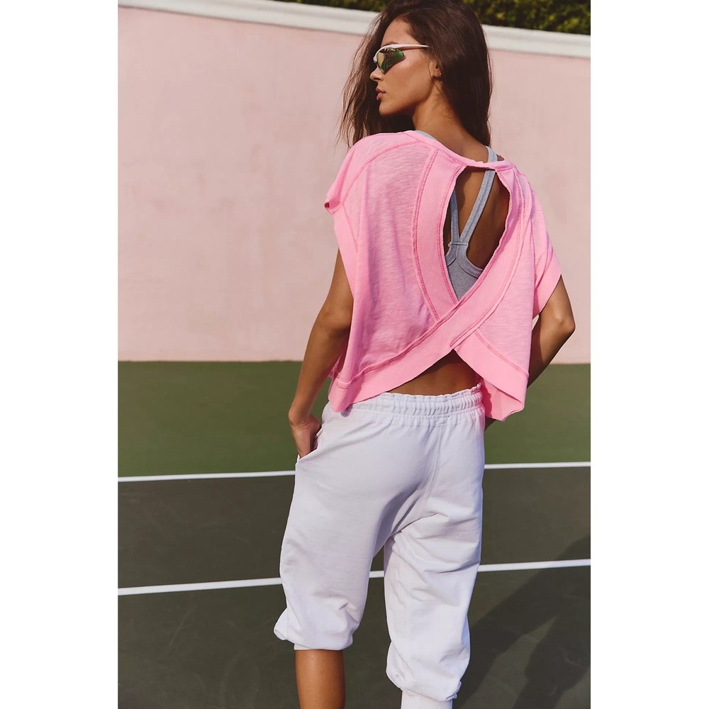 New Free People Movement My Time Tee Workout Shirt Medium/M Pink Lemonade